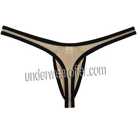Men Jacquard Lace G String Underwear Bulge Pouch Thong Bordered Bikini