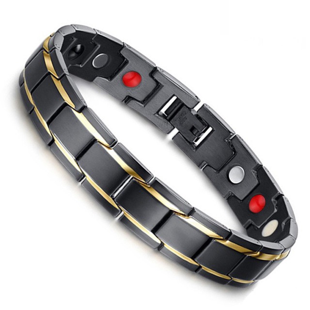 4 in 1 Magnetic New Fashion Lovers' Jewelry Black Gold Titanium Steel Bracelet For Women And Men Never Fade Top-Quality
