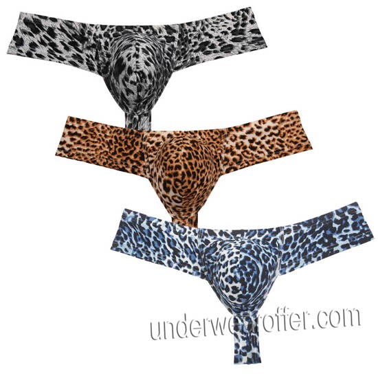 New Sexy Bulge Pouch Thong Men's Leopard Posing Brazilian Bikini ...
