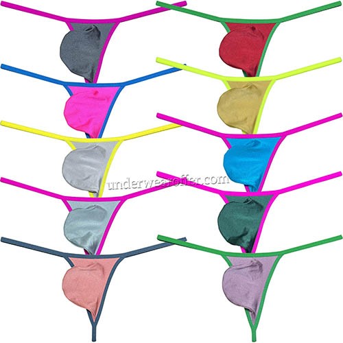 Men's Shiny Bulge Pouch String Thong Underwear T-back Elastic G-string Swim Tangas Size M L XL 10 Colors For Choose UN2298