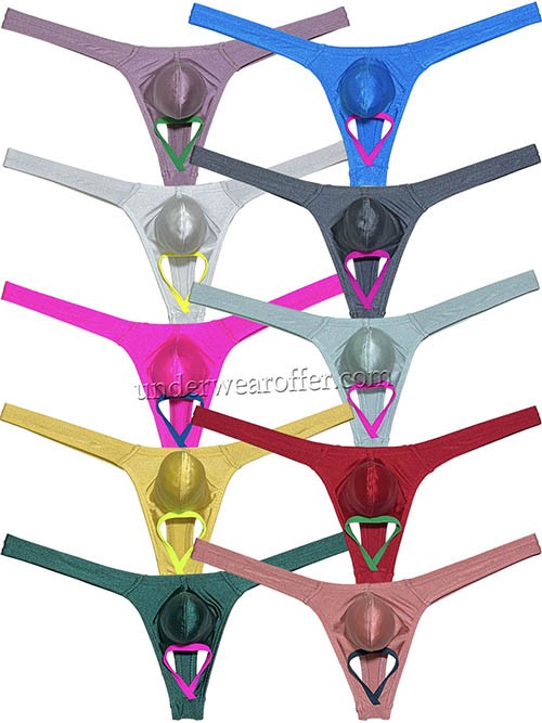 Men's Sports Shiny Thong Underwear Bulge Pouch G-string Balls Out Tangas Jockstrap Size M L XL 10 Colors For Choose UN2299