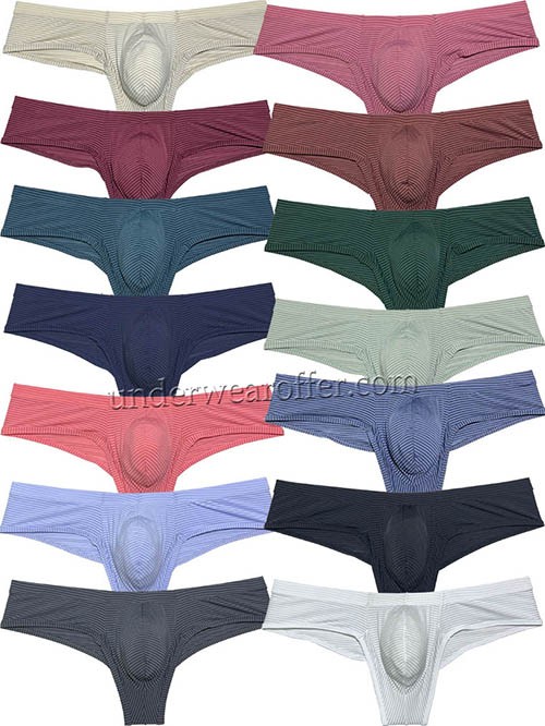 Men's Stripe Thin Ice Silk Bikini Boxer Briefs Underwear Mini Enhance Pouch Boxers Size M L XL 14 Colors For Choose UN3013