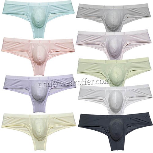 Newest Sexy Men's Thread Ice Silk Bikini Briefs Enlarge Bulge Pouch Underwear Hipster Panties UN3018 M L XL 9 Colors Available