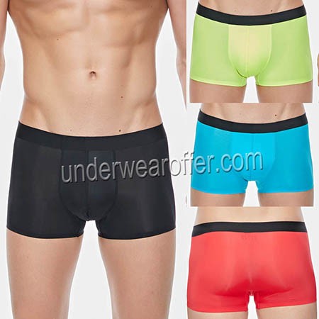 Men Ultra-Thin Boxer Brief Ice Silk Underwear Stretchable Seamless Shorts Trunks