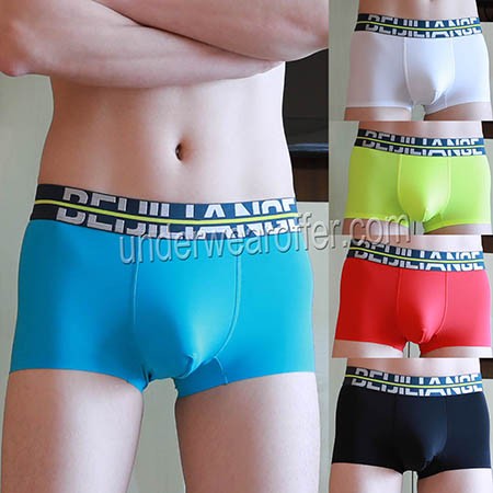 Men’s Ice Silk Seamless Boxer Briefs Underwear Smooth Shorts Trunks Underpants