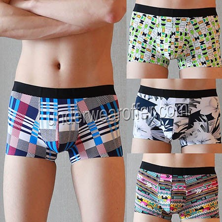 Men Colorful Seamless Ice Silk Boxer Briefs Underwear Soft Bottoms Shorts Trunks