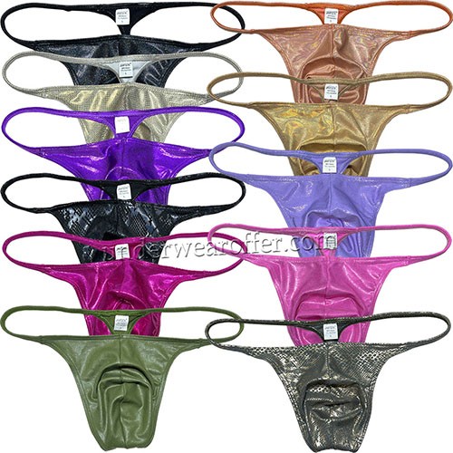 Men Gloss Bikini Thong Underwear Classics T-back Elastic Bulge Pouch UnderpantsUN90