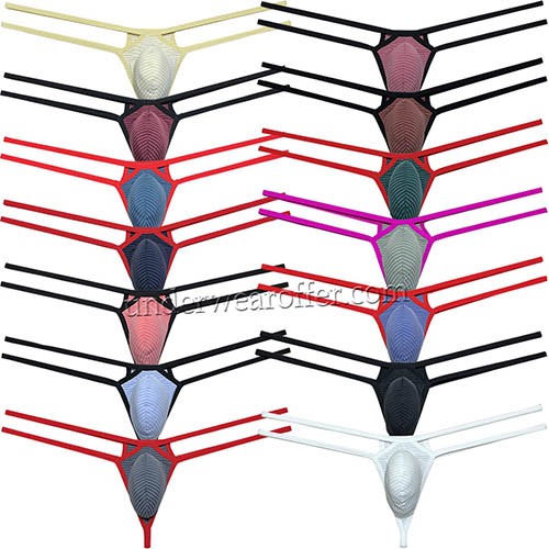 Men's Bulge Pouch String Thong Underwear Ultra-soft T-Back Diamond Back Tangas Size M L XL 14 Colors For Choose UN3012