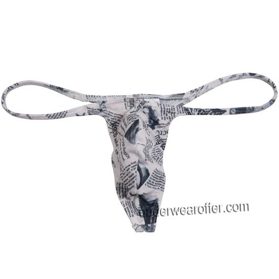 Men's Newspaper Micro Thong Underwear Male Penis Pouch String Tangas Guy T-Back MU732