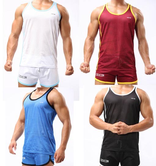 Sexy Men’s Casual Sports Running T-Shirts Fashion Tank Tops Vests Undershirt With Breath Hole MU330 M L XL
