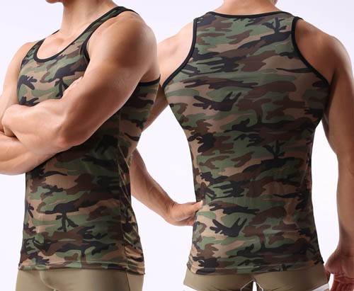 New Sexy Men’s Camouflage Underwear Tank Top Singlet Undershirt Smooth Casual Vest Size M L XL MU341