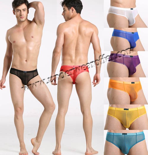 New Sexy Men’s See Through Mesh Bikini Briefs Underwear Sheer Mini Briefs Thong Size S M L 8 Colors For Choose MU885