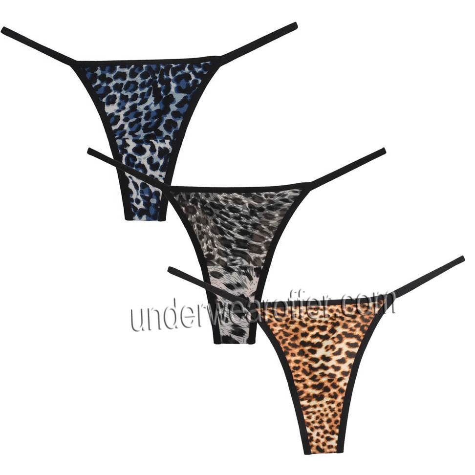 Women Sexy Lingerie Leopard Print Bikini Thong Stretch Charm Soft Panties 