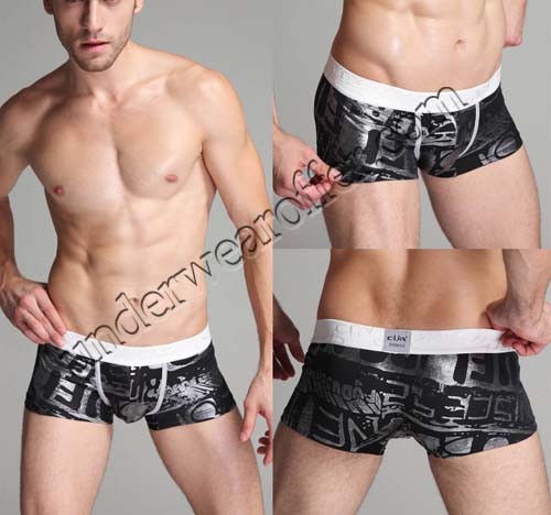 Sexy Men's Bulge Pouch Boxers Briefs In Fashion Sleepwear Underwear Cozy U-Briefs Boxers With Silver Pattern  MU1911