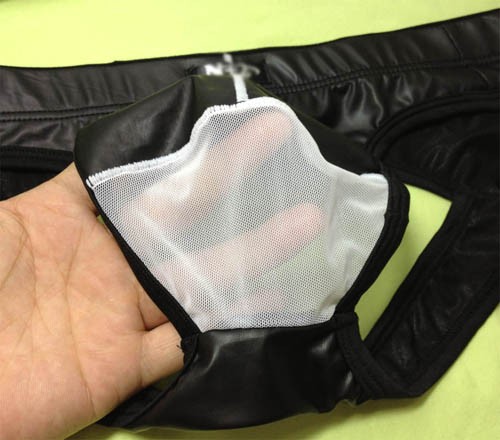 Men's Sexy Faux leather Underwear U-Brief Part Mesh Design Bikini ...