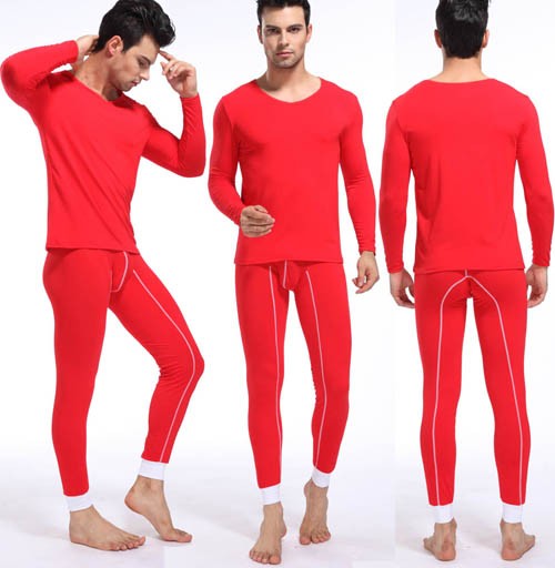 NEW Fashion Men’s Cotton Thermal Set Top & Bottom Underwear Long V-neck ...