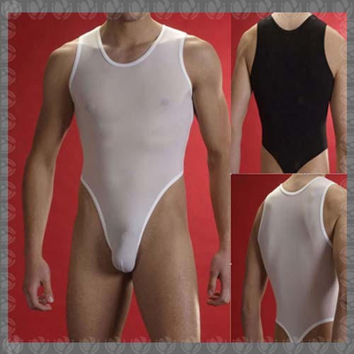 Men's sexy mesh sheer Stretch Bodysuit Underwear S~L MU518