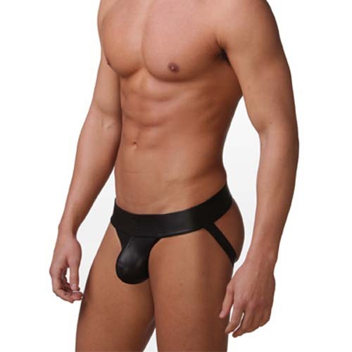 Jockstrap Black Mens Sexy Faux Leather Underwear Thong Mu