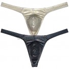 Men's Soft Dazzle Leather Bikini Thong Underwear Bulge Pouch T-back Soft Tangas UN89B M L XL