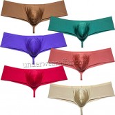 Sexy Men's Gloss Half Rear Boxer Briefs Underwear Male Pouch Thong Brazilian Bikini Pant UN108 M L XL 6 Colors Available