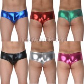 Fashion Men Stretchy Cheeky Bikini Boxers Pouch Thong Underwear 3/4 Coverage Shiny Shorts MU2069