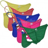 Men Ice Silk Pouched Rio Ruche Bikini Brief Underwear Lowrise Exotic Booty Short