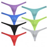 Men's Underwear Low-rise Soft Pouch Thong Super Thiny Ice Silk Bikini G-string MU2402
