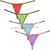 Men leopard bordered micro Thong Underwear Soft & Thin ice silk hipster G-string UN2405