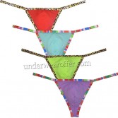 Men leopard bordered bikini briefs Underwear male string ice silk hipster Thong UN2407