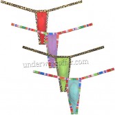 Mens leopard bordered slim thong Underwear Soft string ice silk hipster G-string UN2406