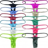 Men's Silk Glossy Micro Cut String Thong Slim Pouch Underwear Swim Posing T-back UN312
