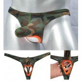 Men Long Pouch Thong Leather Like Nuts Out String T-back Bikini Pants Isolation Underwear MU417