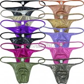 Men Gloss Bikini Thong Underwear Classics T-back Elastic Bulge Pouch UnderpantsUN90