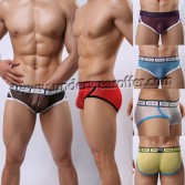 Brand New Sexy Men's See-through Soft Mesh Briefs Underwear Comfy Videotape Style Belt Briefs 6 Colors MU376