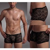 Sexy Men’S U-Briefs Lace Mesh Gripper Trunk Underwear See Through Lace Boxers Briefs MU1905