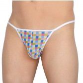 Men's Sheer Checks Mesh Bulge Pouch Briefs Underwear Belt String Bikinis Thong MU223X