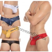 Sexy Men’s Imitation Ieather Thong Bikini Briefs Zipper Underwear Tanga T-back Size M~XL 5 Colors For Choose MU1107 