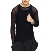 Sexy Men New Sports Long Sleeve Shirt See-Through Mesh WORKOUT Top M~XL MU878X