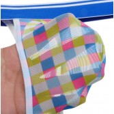 Colorful Checkered Men Pouch Mini T-Back Underwear Mini Thong Belt String Pants MU217X