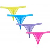 Sexy Men's Sheer Jacquard Lace Bikini Thong Underwear Mesh Belt Open Side T-Back MU242X