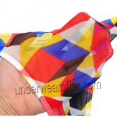 Men's Pattern Thong Yarn Plaid T-Back Mini Bikinis Bulge Pouch Cylinder Male G-string Underwear Pants MU251X