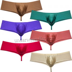 Sexy Men's Gloss Half Rear Boxer Briefs Underwear Male Pouch Thong Brazilian Bikini Pant UN108 M L XL 6 Colors Available