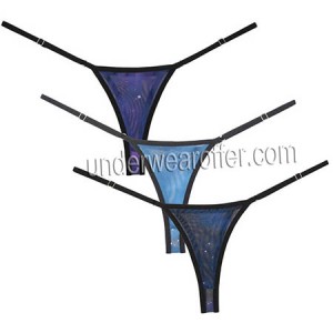 Women Starry Sky Mesh T-back Underwear Adjustable Intimates String Bikini Thong