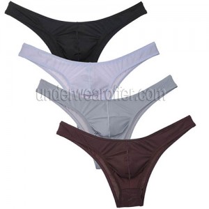 New Sexy Men's Soft Low Rise Bikini Underwear Sexy Mid Coverage Back Briefs Ice Silk Shorts  MU2154
