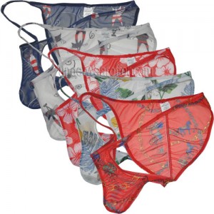 Men's Briefs Colorful Printed Birefs Men Sheer Underwear Transparent Underwear Low Waist Brazilian bikinis MU2274