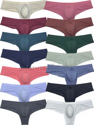Men's Stripe Thin Ice Silk Bikini Boxer Briefs Underwear Mini Enhance Pouch Boxers Size M L XL 14 Colors For Choose UN3013