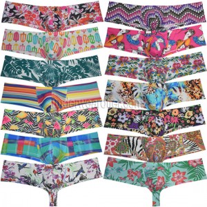 Men Underwear Mini Cheek Boxers  Enhancing Pouch Skimpy Trunks Collection Spandex Boxers Hombre MU55-6B