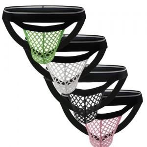 Men fishing net thong jockstrap big net sissy tanga sexy lingerie hombre cuecas masculinas LH2110