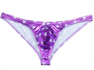 Men's Back Short Shiny Thong Bottom Briefs Star Faux Bilini Underwear MU406
