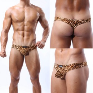 U-Briefs Men’S Sexy Soft Leopard Underwear Bikini Brief Thong T-Back MU337 M L XL